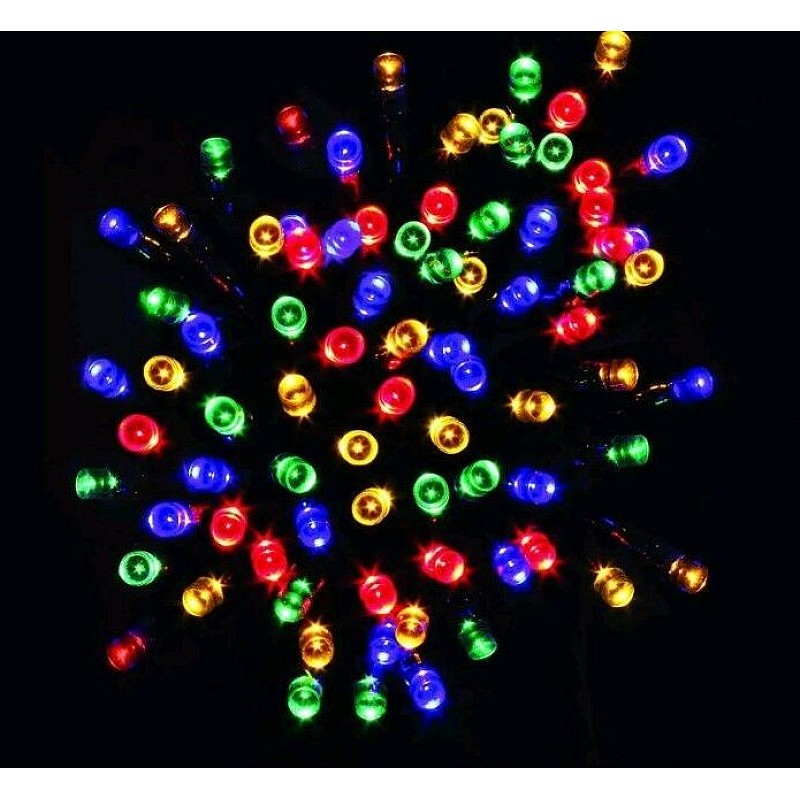 Χριστουγεννιάτικα λαμπάκια LED 100LED 10m Μπαταρίας Πολύχρωμα με κοντρόλ 8 λειτουργιών 10-100LC OEM