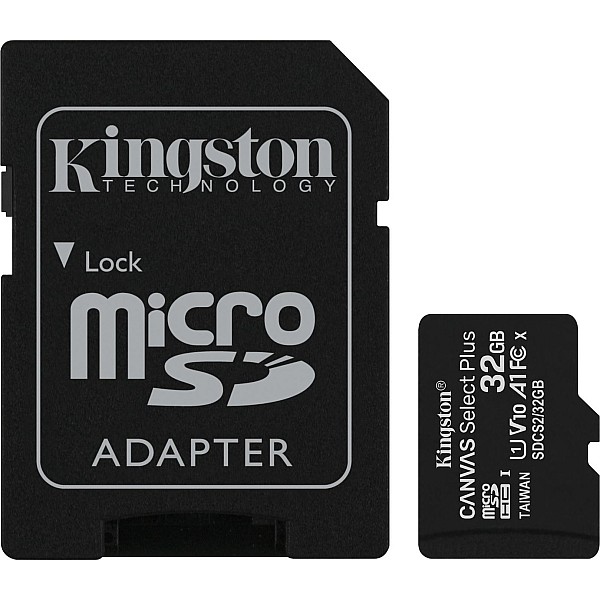 KINGSTON Κάρτα Μνήμης Micro SDHC 32GB U1 V10 A1  Canvas Select Plus Class 10 + adapter SDCS2/32GB