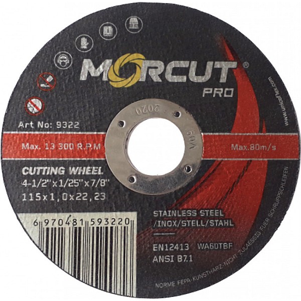 Δίσκος κοπής STAINLESS STEEL / INOX/STELL/STAHL 125*1.0*22.23mm 9331 MORCUT PRO