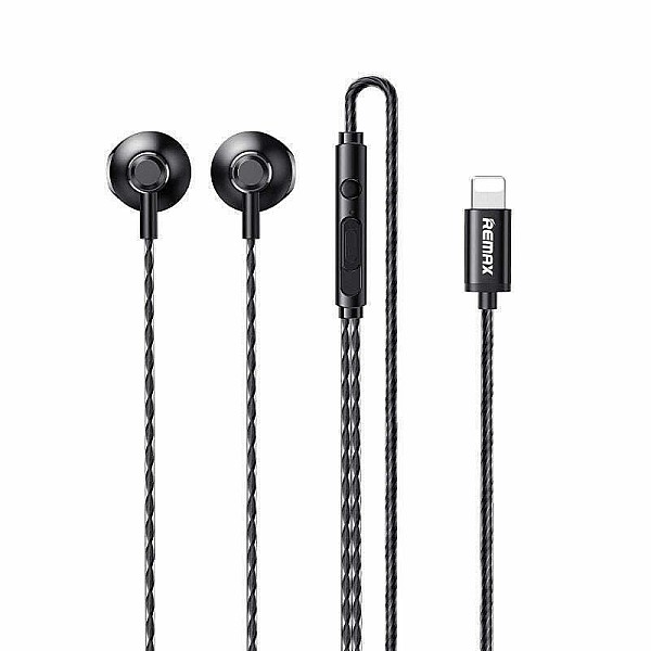 Remax RM-711i In-ear Handsfree με Βύσμα Lightning Μαύρο Ακουστικά με μικρόφωνο