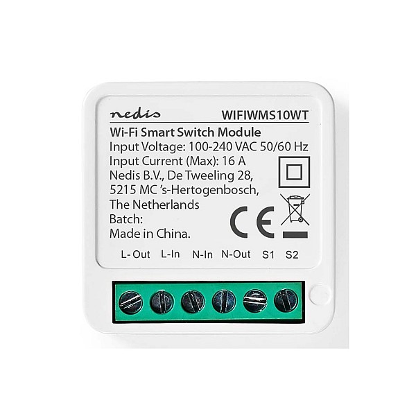 Nedis Smart Ενδιάμεσος Διακόπτης Wi-Fi σε Λευκό Χρώμα 16Α WIFIWMS10WT