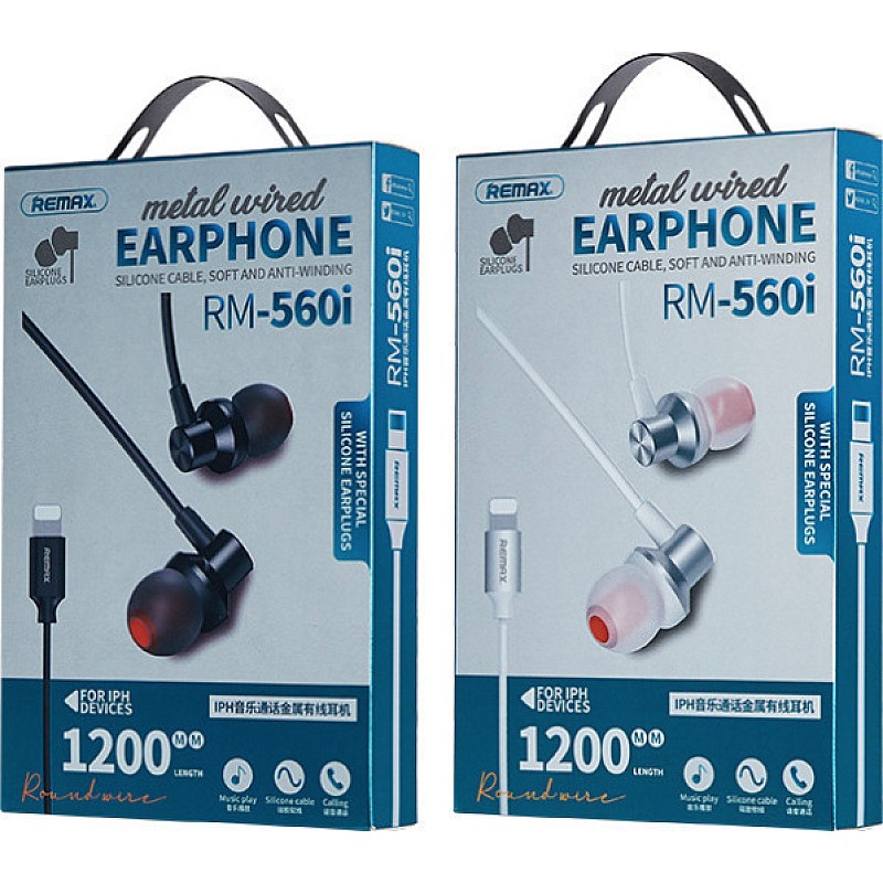 Remax RM-560i In-ear Handsfree με Βύσμα Lightning Άσπρο-Ασημί Ακουστικά με μικρόφωνο