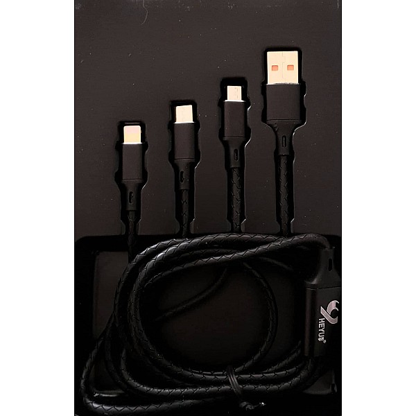 HY-C93 3in1 2.4A Καλώδιο Φόρτισης και μεταφοράς δεδομένων USB 1,2m Μαύρο OEM