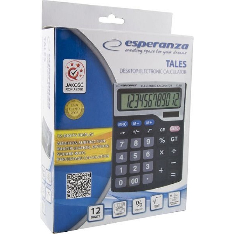 Esperanza Επιτραπέζια Αριθμομηχανή με Οθόνη 12-Ψηφίων TALES ECL101