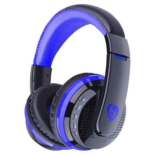 OVLENG Bluetooth Headset MX666 40mm Microphone Ασύρματα στερεοφωνικά ακουστικά κεφαλής σε μαύρο-μπλε χρώμα V5.0