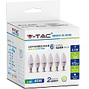 Λαμπτήρες Led E14 C37 5.5Watt 6 τεμάχια Φυσικό λευκό 4000K Κεράκι VT-2246  V-TAC 2737