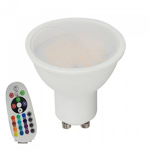 Λαμπτήρας LED Spot GU10 SMD 5.5W RGB θερμό λευκό 3000K (RF CONTROL) dimmable VT-2244 V-TAC 212778