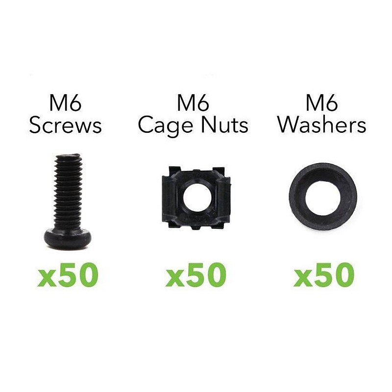 CAGENUT50 Σετ (βίδες-πλαστικές ροδέλες-παξιμάδια) για στερέωση συσκευών σε καμπίνα rack 50 τεμάχια OEM