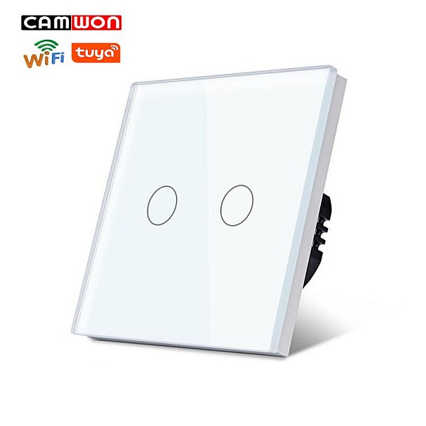 Camwon Smart WiFi Διακόπτης αφής διπλός max 800 Watt Λευκός WIP-TY013A
