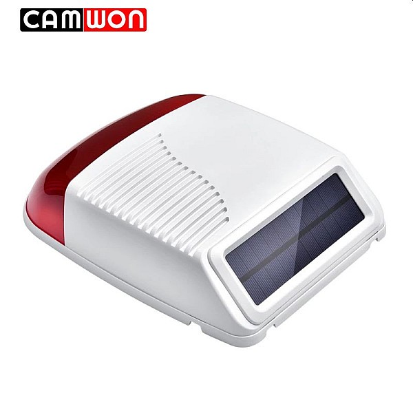 CAMWON Ασύρματη ηλιακή σειρήνα με φλας και Φως Strobe 433mhz Outdoor Solar Panel Siren		