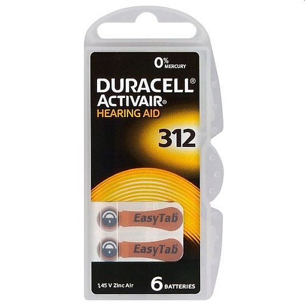DURACELL μπαταρίες ακουστικών Βαρηκοΐας 312 Activair 1,45V blister 6 τεμαχίων