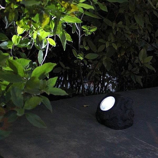 Ηλιακό φωτιστικό LED σε σχήμα βράχου Ψυχρό λευκό Solar stone lamp 22028 OEM