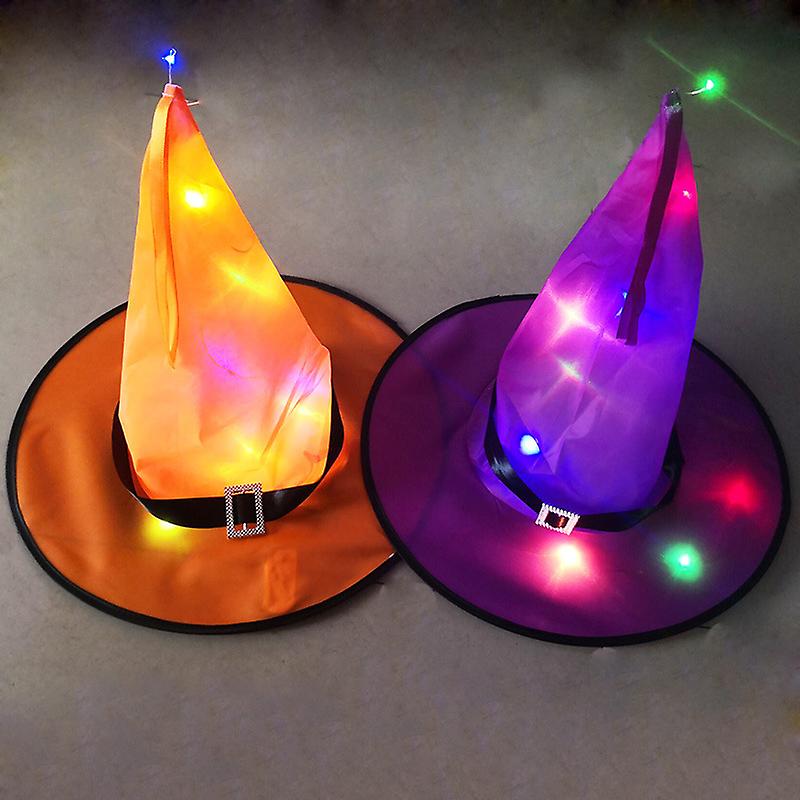 Αποκριάτικα Halloween Καπέλο μάγισσας με φωτιστιμό LED διάφορα χρώματα OEM