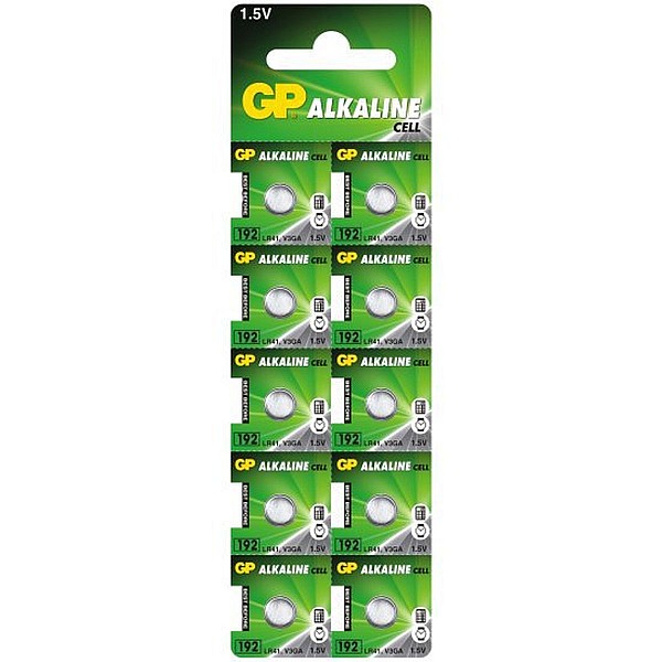 GP Μπαταρίες αλκαλικές κουμπιά 1,5V 192F /G3 LR41 blister 10 τεμαχίων V3GA