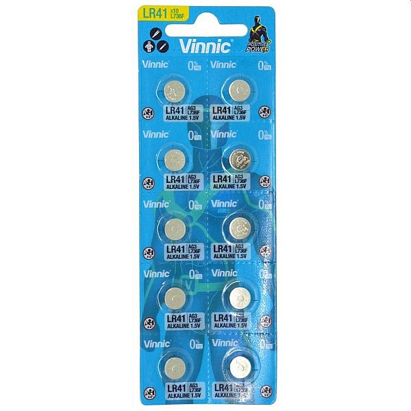 Vinnic Μπαταρίες αλκαλικές κουμπιά 1,5V AG3 LR41 blister 10 τεμαχίων L736F