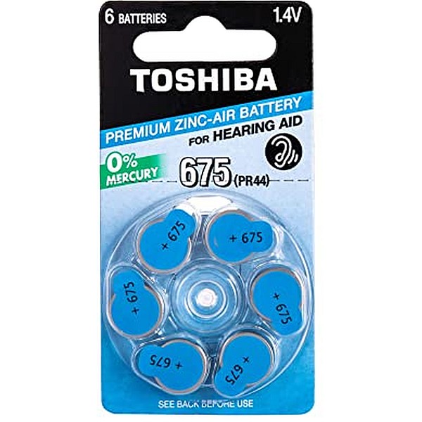 Toshiba μπαταρίες ακουστικών Βαρηκοΐας 1,4V PR44 675 blister 6 τεμαχίων