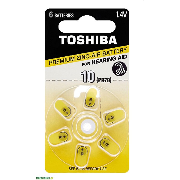 Toshiba μπαταρίες ακουστικών Βαρηκοΐας 1,4V PR70 10 blister 6 τεμαχίων