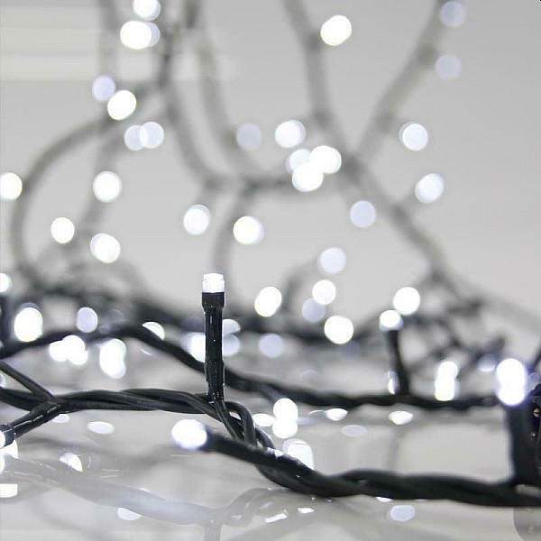 Χριστουγεννιάτικη Σειρά Λαμπάκια 100 LED 5mm Ψυχρό λευκό με Πράσινο Καλώδιο ΙΡ20 009-490111 EUROLAMP