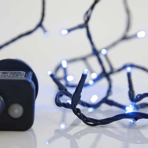Χριστουγεννιάτικα λαμπάκια LED 100 μπλε 3mm με Προγράμματα Σειρά  Πράσινο Καλώδιο ΙΡ44 600-11503 EUROLAMP