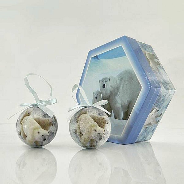 Χριστουγεννιάτικο Στολίδι Μπάλα με Αρκούδες σε Κουτί Δώρου 7.5cm 7τμχ 600-42232 EUROLAMP