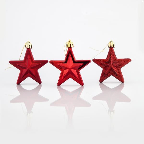 Χριστουγεννιάτικο Σετ αστέρια πλαστικά κόκκινα 12τμχ 6,5cm 600-42527 EUROLAMP