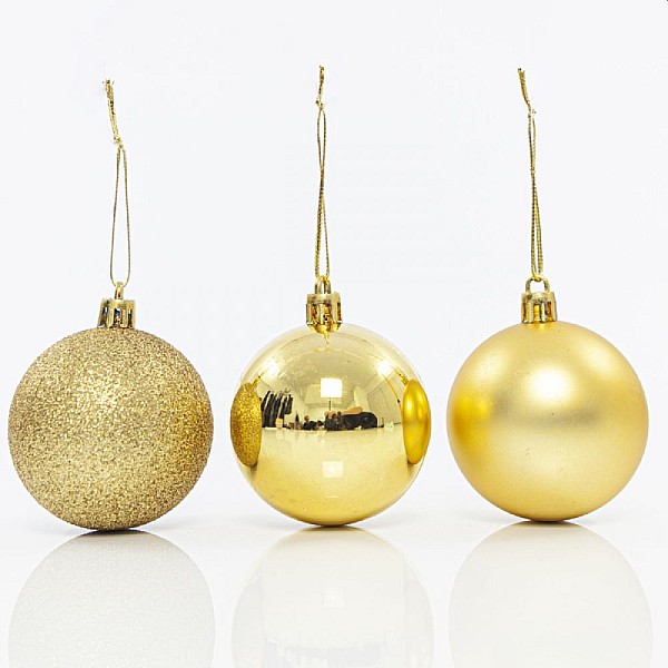 Χριστουγεννιάτικο Σετ μπάλες πλαστικές χρυσές 6τμχ 6cm 600-42735 EUROLAMP