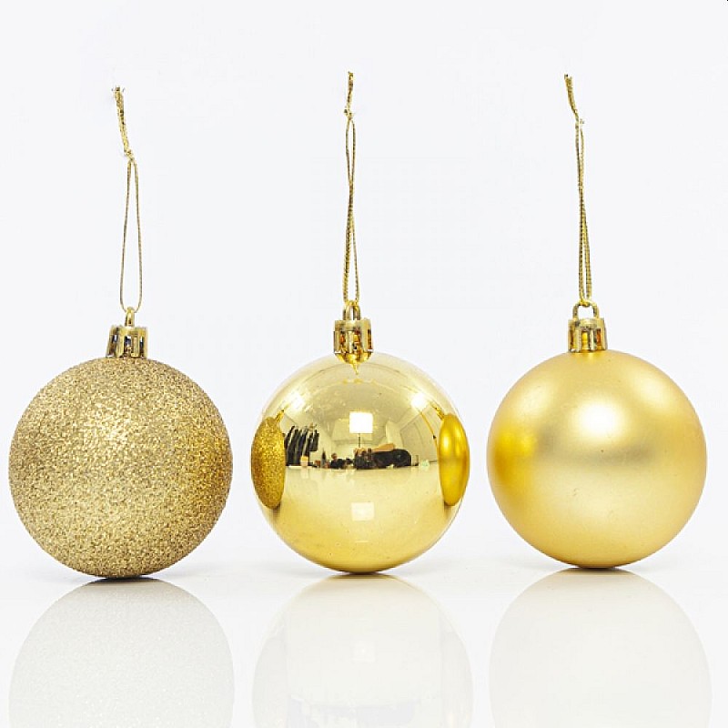 Χριστουγεννιάτικο Σετ μπάλες πλαστικές χρυσές 6τμχ 6cm 600-42735 EUROLAMP