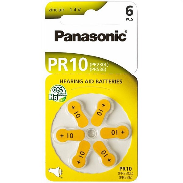 Panasonic μπαταρίες ακουστικών Βαρηκοΐας 1,4V Zinc Air Type 10/PR70 blister 6 τεμαχίων