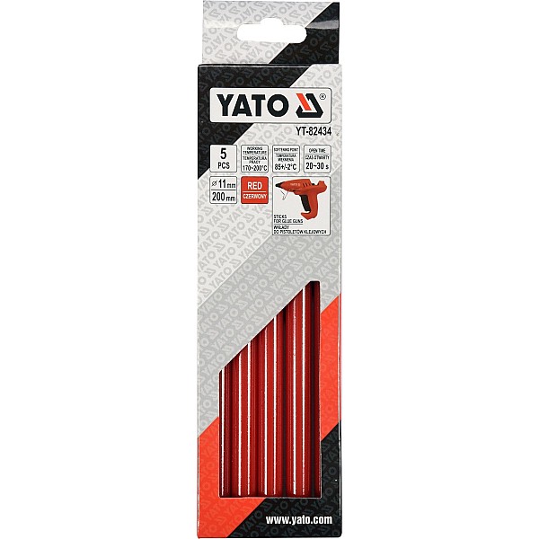 Ράβδοι σιλικόνης 11,2x200mm για Πιστόλι Σιλικόνης κόκκινοι YT-82434 YATO 5τεμ