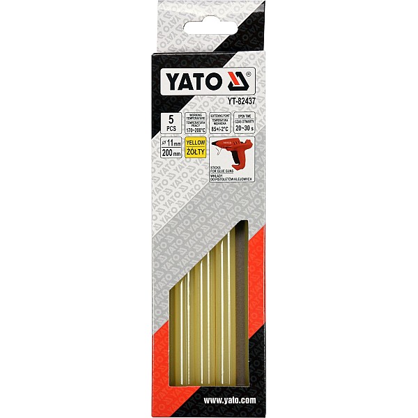 Ράβδοι σιλικόνης 11,2x200mm για Πιστόλι Σιλικόνης Κίτρινοι YT-82437 YATO 5τεμ