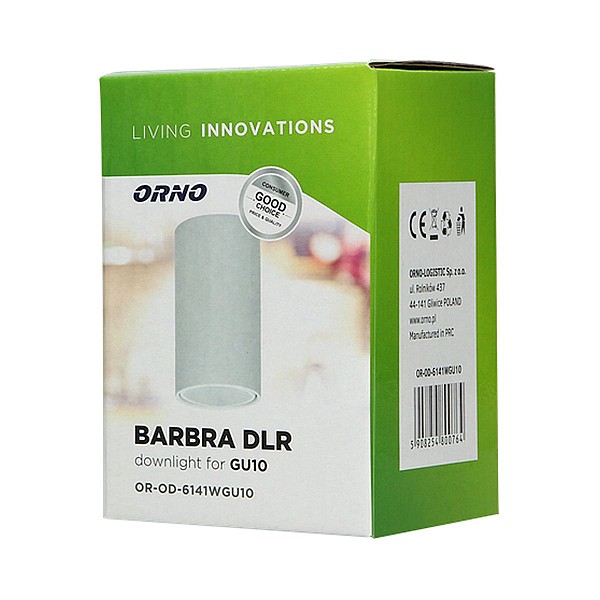 ORNO Φωτιστικό σποτ Οροφής GU10 downlight 50W BARBRA DLR λευκό αλουμινίου OR-OD-6141W
