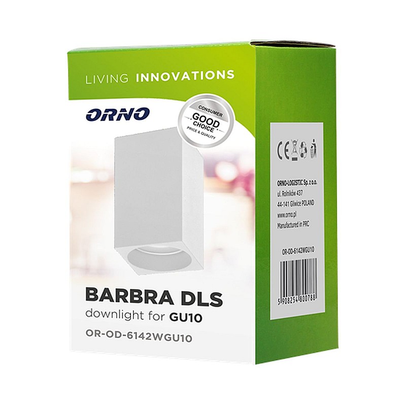 ORNO Φωτιστικό σποτ Οροφής GU10 τετράγωνο downlight 50W BARBRA DLR λευκό αλουμινίου OR-OD-6142W