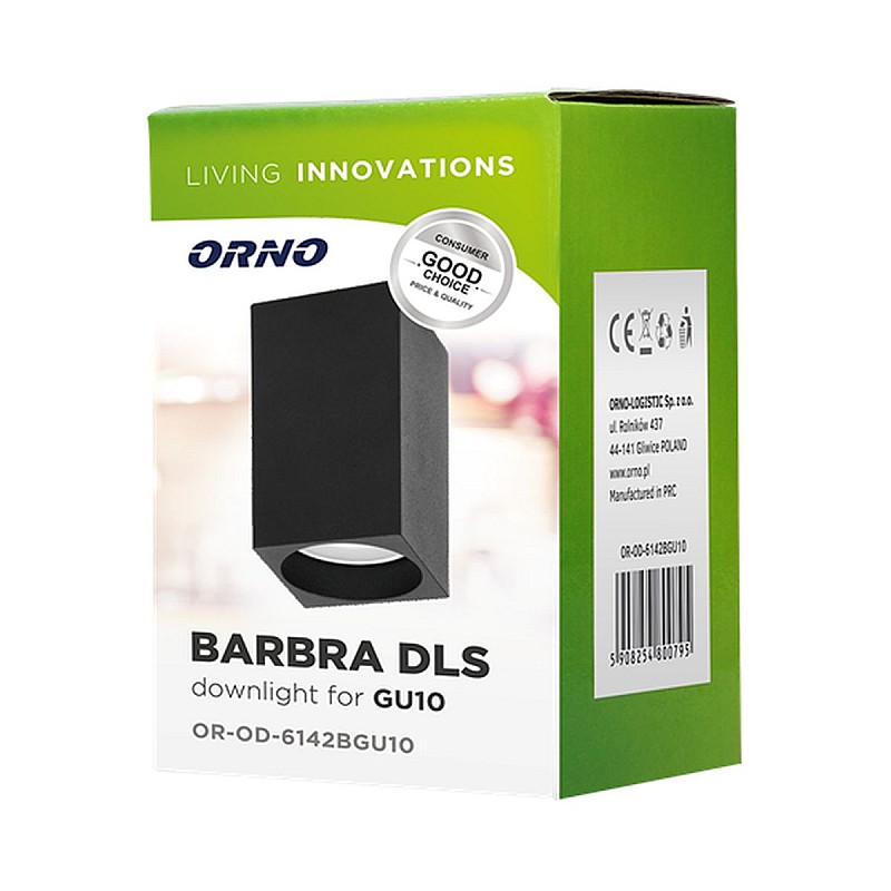 ORNO Φωτιστικό σποτ Οροφής GU10 τετράγωνο downlight 50W BARBRA DLR μαύρο αλουμινίου OR-OD-6142B