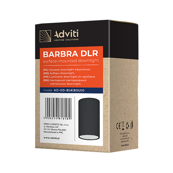 Φωτιστικό σποτ Οροφής GU10 downlight 50W BARBRA DLR μαύρο αλουμινίου OR-OD-6141BGU10 Adviti