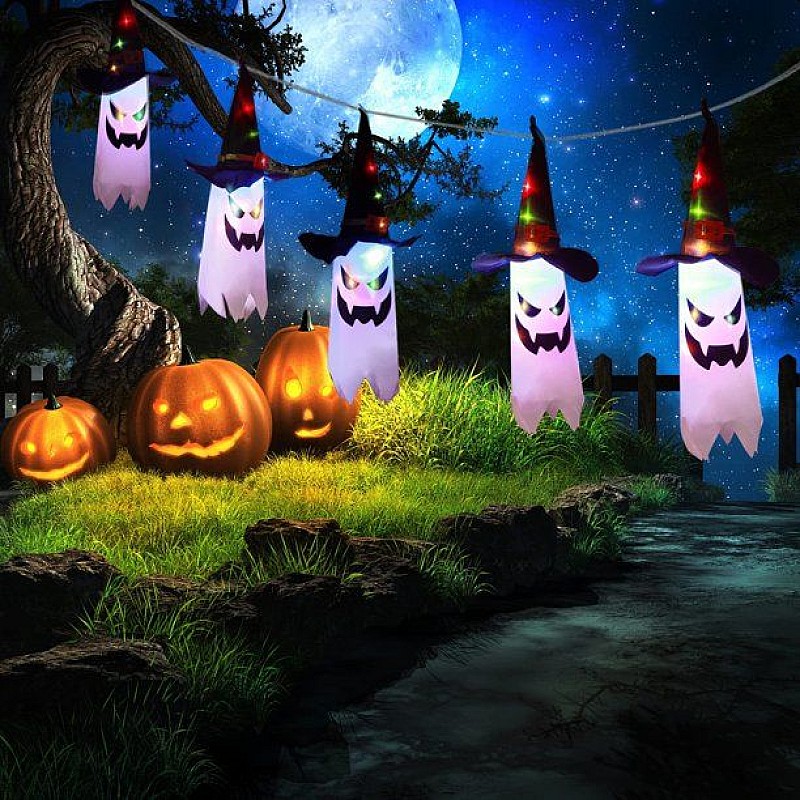 Διακοσμητικό Φωτιστικό Γιρλάντα LED Halloween Ghost Πολύχρωμο 6100048 OEM