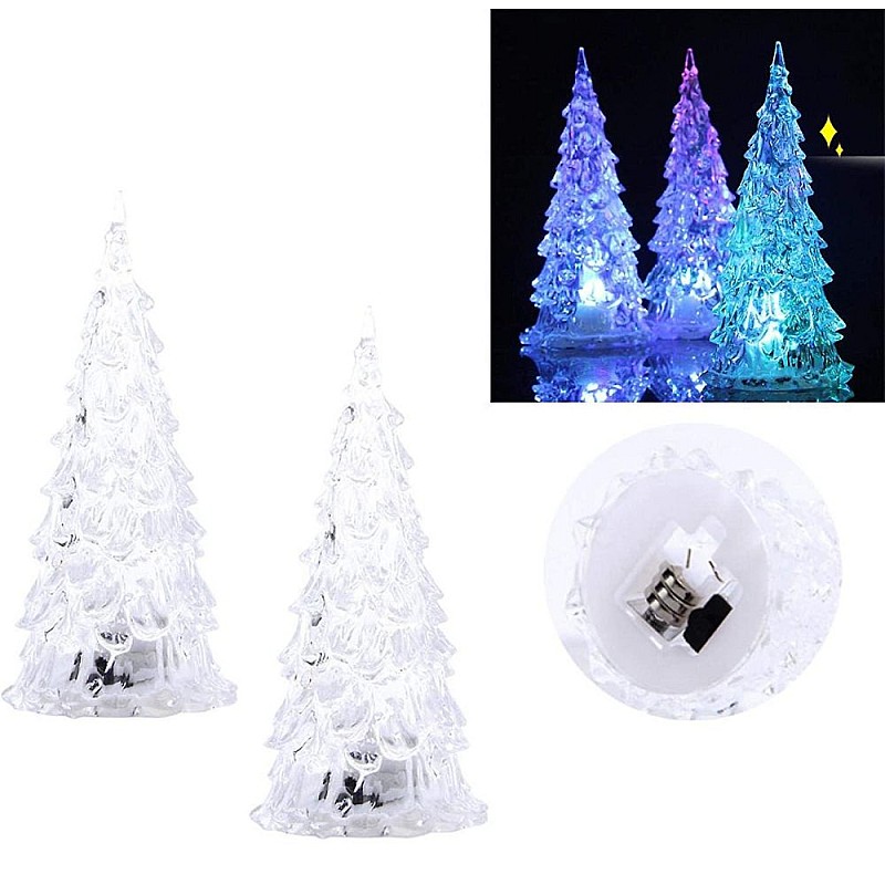 Χριστουγεννιάτικο Δέντρο 12cm πολύχρωμο φωτιζόμενο με πρόγραμμα acylic 1xLED μπαταρίας