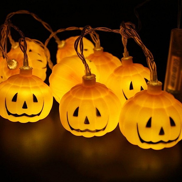 Διακοσμητικό Φωτιστικό Γιρλάντα LED Halloween Pumkin Smile 4.5m σε πορτοκαλί Χρώμα OEM