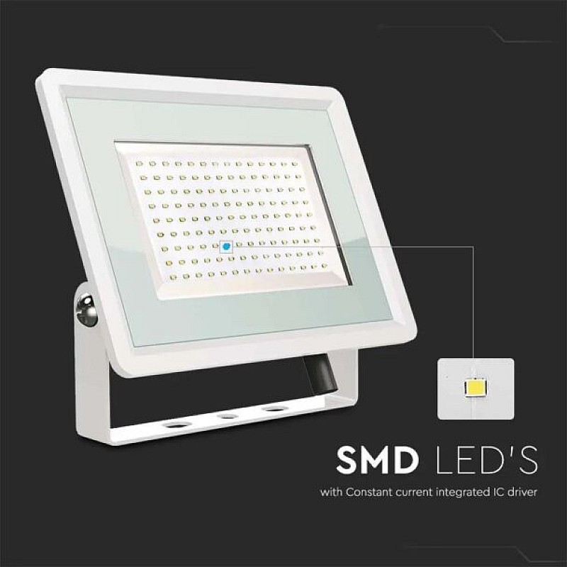 Προβολέας LED SMD LED F-Class 100W φυσικό λευκό 4000K λευκό σώμα VT-49104 6725 V-TAC