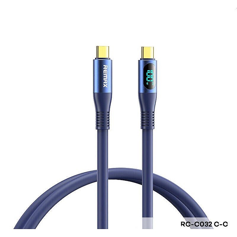Remax RC-C032 Zisee USB 2.0 Cable USB-C male - USB-C male Καλώδιο σιλικόνης με οθόνη Μωβ 1.2m