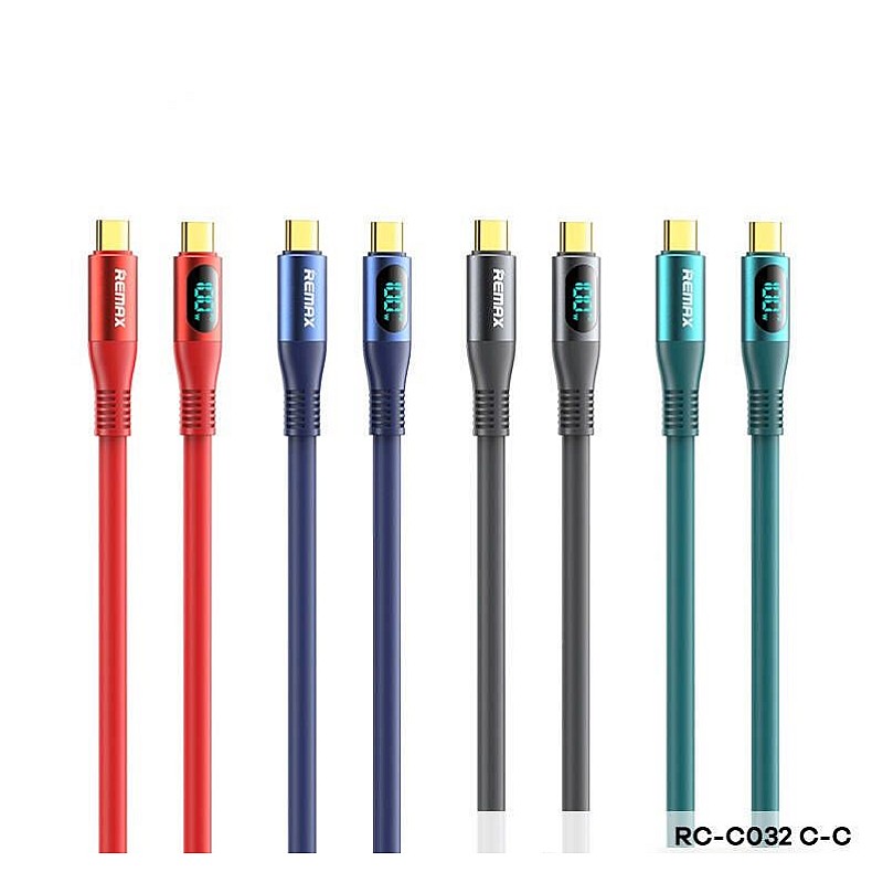 Remax RC-C032 Zisee USB 2.0 Cable USB-C male - USB-C male Καλώδιο σιλικόνης με οθόνη Μωβ 1.2m