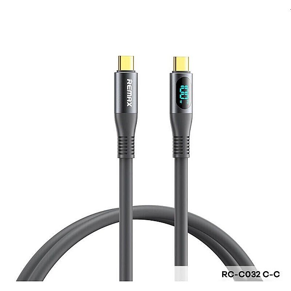 Remax RC-C032 Zisee USB 2.0 Cable USB-C male - USB-C male Καλώδιο σιλικόνης με οθόνη Γκρι 1.2m