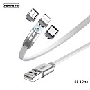 Remax RC-169th Magnetic USB to micro USB / Type-C / Lightning Καλώδιο 2.1A Λευκό 1m