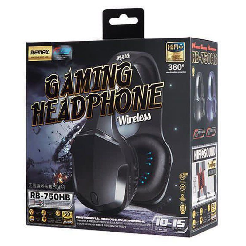 REMAX RB-750HB Bluetooth Gaming Headset with Microphone Ασύρματα στερεοφωνικά ακουστικά κεφαλής σε μαύρο χρώμα