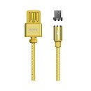 Remax Gravity Gold μαγνητικό καλώδιο φόρτισης  USB / micro USB  με LED φως 1m 2.1A χρυσό RC-095m