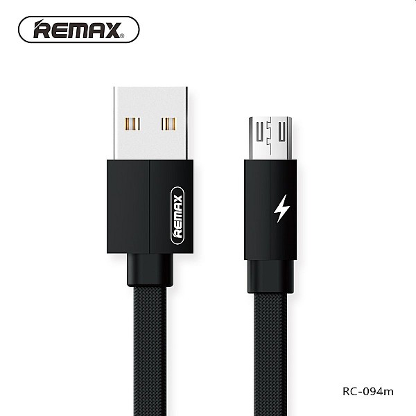 Remax Kerolla Καλώδιο Micro USB Γρήγορης φόρτισης και μεταφοράς δεδομένων σε μαύρο  χρώμα RC-094m 1m