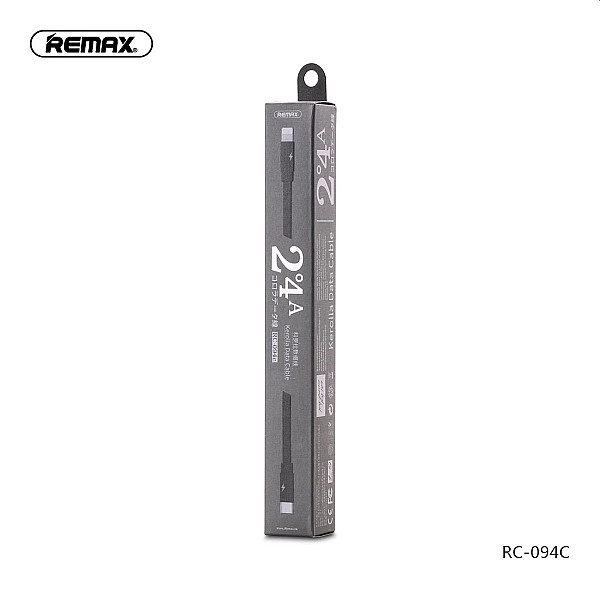 Remax Kerolla Καλώδιο for Type C Γρήγορης Φόρτισης και μεταφοράς δεδομένων σε μαύρο χρώμα RC-094a 1m