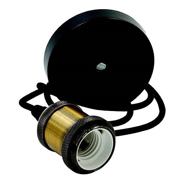 Φωτιστικό κρεμαστό  E27 αλουμίνιο μαύρο με υφασμάτινο καλώδιο 7320170  Estelle-C / VITO