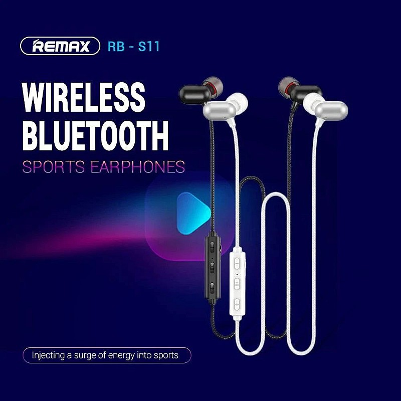 Remax RB-S11 Wireless Metal Powerbeats earphone in ear bluetooth V5.0 Ασύρματα ακουστικά σε ασημί χρώμα
