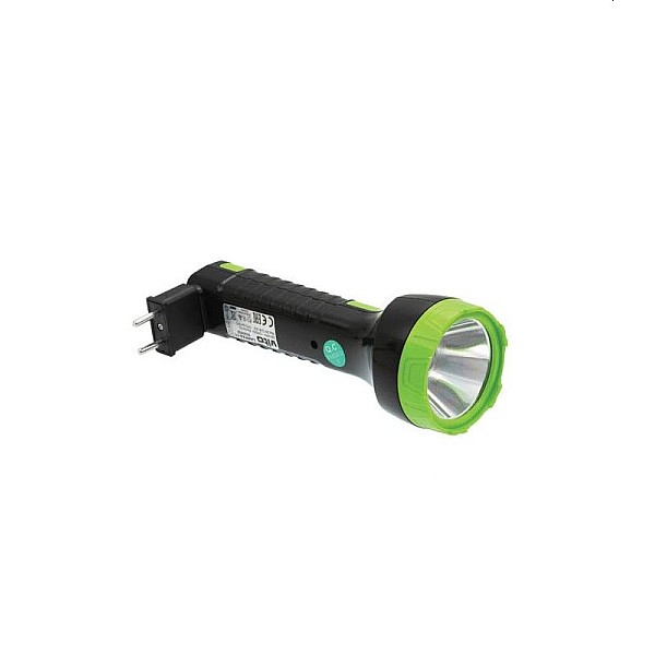 Φακός LED επαναφορτιζόμενος 2 Watt 6000Κ 145Lm μαύρος - πράσινος LAMPAS-11 5000450 VITO