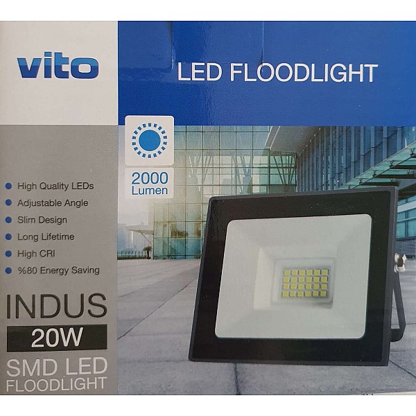 Προβολέας LED SMD Slim 20W Φυσικό λευκό 4000K Γκρι INDUS 3022070 VITO